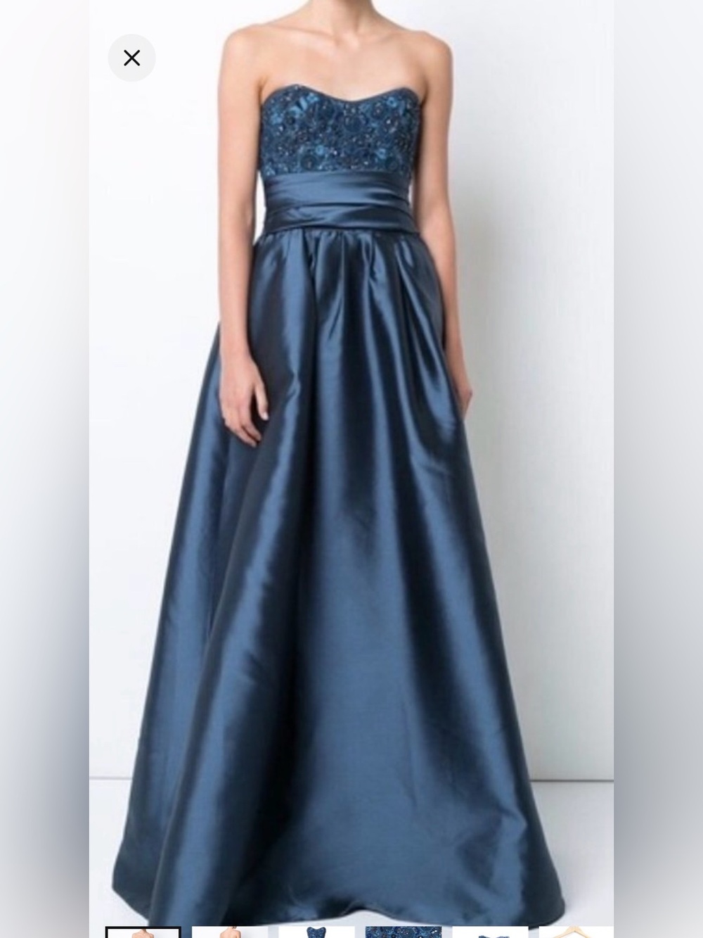 Marchesa Notte Strapless Navy Sequin Embellished Mikado Gown 6